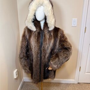 Vintage Made in Canada Real Fur Coat w/ Fox Fur Hood